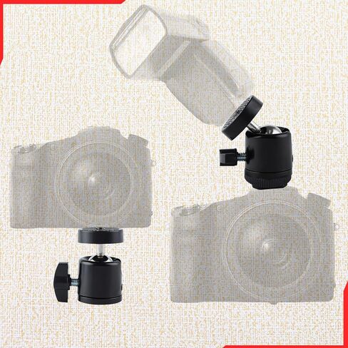 2 PCS 360 Degree Mini Ball Head with Hot Shoe Mount Adapter 1/4 Tripod Screw Head for Cameras Camcorders Smartphone Microphone Gopro Canon LED Video Light Video Monitor Tripod Monopod in Saudi Arabia