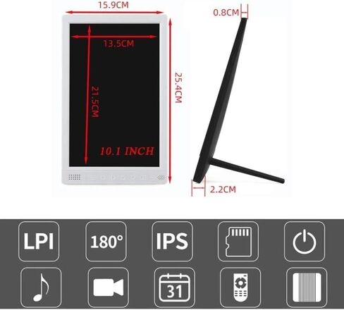إطار صور رقمي عمودي مقاس 10 بوصات، شاشة HD IPS 800x1280، مشغل فيديو موسيقى، دعم USB/SD، تشغيل/إيقاف تلقائي، جهاز تحكم عن بعد in Kuwait