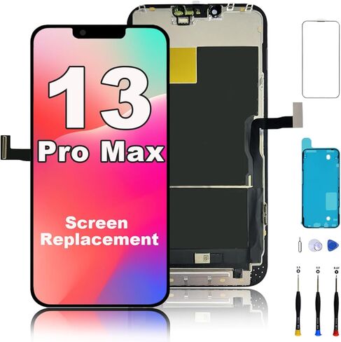 for iPhone 13 Pro Max Screen Replacement 6.7 inch COF LCD Display 3D Touch IPS FHD Digitizer Full Assembly with Repair Tool Kits, Screen Replacement,120Hz Promotion in Saudi Arabia