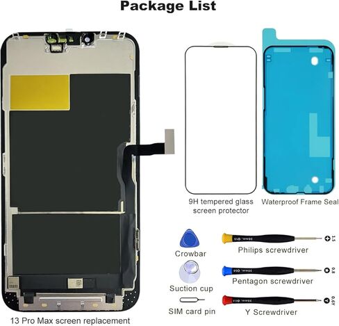 for iPhone 13 Pro Max Screen Replacement 6.7 inch COF LCD Display 3D Touch IPS FHD Digitizer Full Assembly with Repair Tool Kits, Screen Replacement,120Hz Promotion in Saudi Arabia