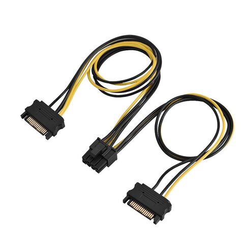 كابل محول الطاقة SATA إلى PCIE عالي الجودة محول 15Pin ذكر إلى 8Pin أنثى لإمداد طاقة بطاقة الفيديو ترقية ملحقات الكمبيوتر لنقل التيار العالي (Dual SATA 0.4m) in Kuwait
