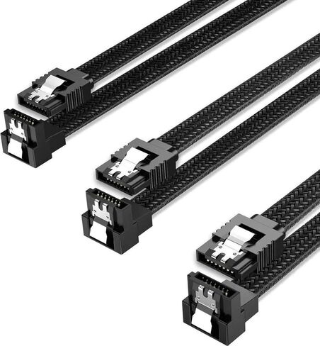 3PACK SATA Cable III 3 Pack 90 Degree Straight to Right Angle 6Gbps HDD SDD SATA Data Cable with Locking Latch 50cm 18 Inch for SATA HDD, SSD, CD Driver, CD Writer in Saudi Arabia