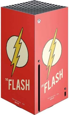 غلاف Skinit المخصص للألعاب متوافق مع وحدة تحكم Xbox Series X - تصميم نمط شعار Flash المرخص رسميًا من DC Comics in Kuwait