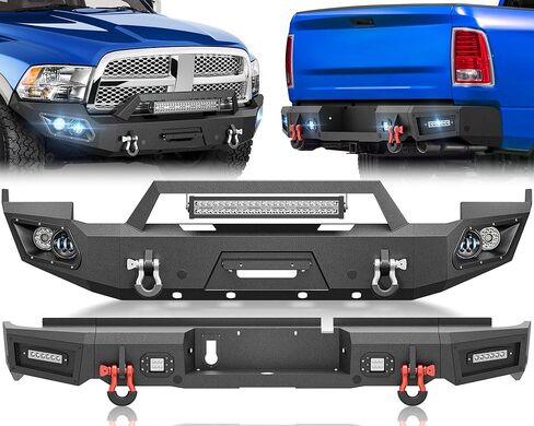 for Tacoma Front and Rear Bumpers Compatible with 2005-2015 Toyota Tacoma 2nd Gen with 9 x LED Lights, Winch Plate, Skid Plate, Sensor Holes, License Plate Frame, Paintable Armor & D-rings in Saudi Arabia