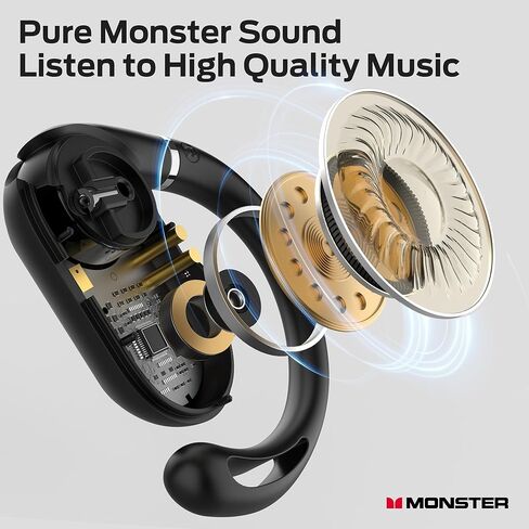 Monster Open Ear AC322، سماعة بلوتوث 5.4، عمر بطارية 36 ساعة، مقاومة للماء IPX5، اتصال واضح، تصميم مريح، زاوية الأذن قابلة للتعديل، ليس من السهل أن تسقط سماعة بلوتوث لاسلكية. in Saudi Arabia