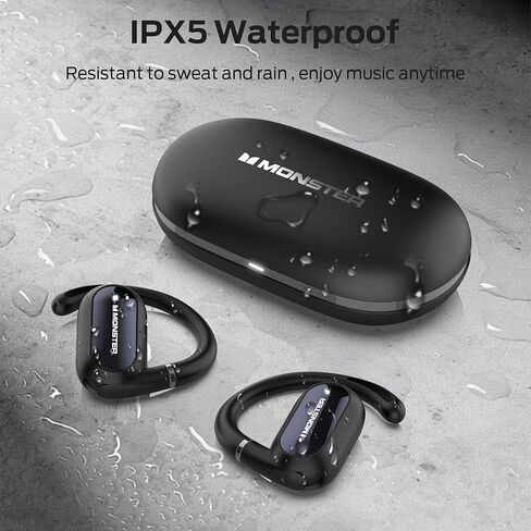 Monster Open Ear AC322، سماعة بلوتوث 5.4، عمر بطارية 36 ساعة، مقاومة للماء IPX5، اتصال واضح، تصميم مريح، زاوية الأذن قابلة للتعديل، ليس من السهل أن تسقط سماعة بلوتوث لاسلكية. in Saudi Arabia