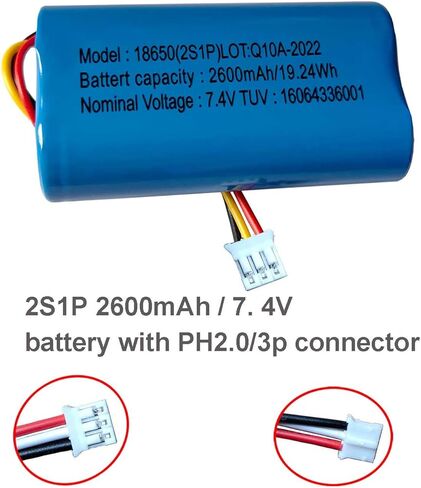 AOLIKES 18650 2s1p 2600mAh 7.4v Rechargeable Lithium-ion Battery with Jst PH2.0/3p Connector Plug Wires / 5C Cells, Support Fast Charging in Saudi Arabia