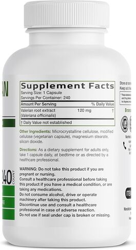 Bronson Valerian Root Capsules 1200mg - Valerian Officinalis - Promotes Relaxation - Non-GMO, Soy-Free Gluten-Free, 240 Vegetarian Capsules in Saudi Arabia