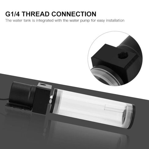 19W 12v CPU Water Cooling Pumpe Reservoir DIY Combo, 800L/H, G 1/4" Thread Port, PC CPU Water Cooling System Heat Exchanger Tool, Transparent Acrylic Material, Easy Install(160mm) in Kuwait