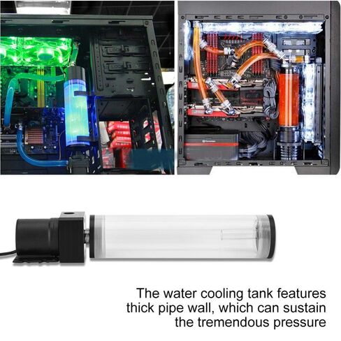 19W 12v CPU Water Cooling Pumpe Reservoir DIY Combo, 800L/H, G 1/4" Thread Port, PC CPU Water Cooling System Heat Exchanger Tool, Transparent Acrylic Material, Easy Install(160mm) in Kuwait