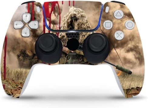 ZOOMHITSKINS Compatible with PS5 Skin, Sniper Camouflage Battle Soldier War, Durable, Bubble-Free, W/Disk Version, Precisely Cut in Saudi Arabia