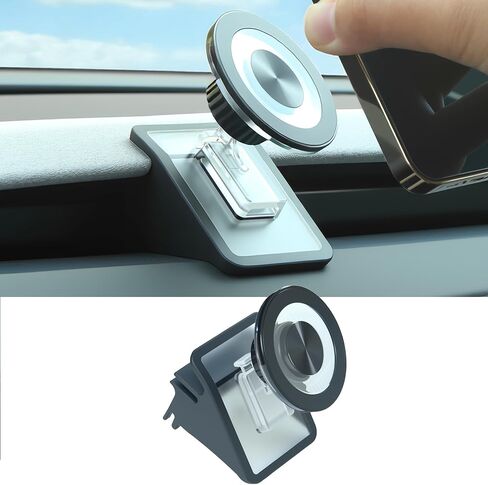 Magnetic Suction Cup Phone Mount for Magsafe for 2025 2026 Tesla Model Y Juniper Slideable Air Vent Mount with Dashboard 2400gf Magnetic iPhone Mount with 360° Rotation One-hand use No Airflow Block in Saudi Arabia