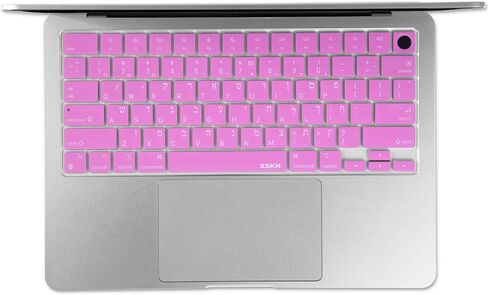 غطاء جلدي من السيليكون للوحة المفاتيح الأمريكية باللون الوردي من XSKN يناسب منذ إصدار 2021 MacBook Air MacBook Pro 13.6 15.3 14.2 16.2 بوصة مع شريحة M1 M2 M3 M4 M5 ومعرف اللمس in Saudi Arabia
