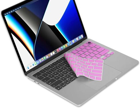 غطاء جلدي من السيليكون للوحة المفاتيح الأمريكية باللون الوردي من XSKN يناسب منذ إصدار 2021 MacBook Air MacBook Pro 13.6 15.3 14.2 16.2 بوصة مع شريحة M1 M2 M3 M4 M5 ومعرف اللمس in Saudi Arabia