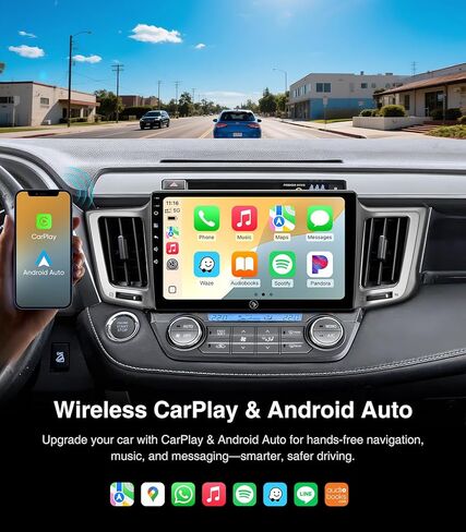 (4G+64G) لسيارة Toyota RAV4 ترقية - 10 بوصة QLED تعمل باللمس استبدال ستيريو السيارة 2013-2018 Carplay Android Auto MirrorLink Airplay SWC FM/AM GPS Navigation Media Player Head Unit in Kuwait