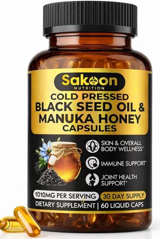 Sakoon nutrition Black Seed Oil & Honey Gummies W/ 2%+ THYMOQUINONE | Nigella Sativa Seeds| Super antioxidant for Immune Support, Joints, Digestion, Hair & Skin | 60 Gummies in Kuwait