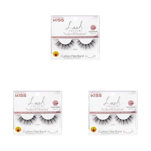 رموش صناعية من مجموعة KISS Lash Couture Naked Drama مع شريط مرن مبطن، حجم كامل ورقيق، طراز "كريب"، زوج واحد من الرموش الصناعية in Saudi Arabia