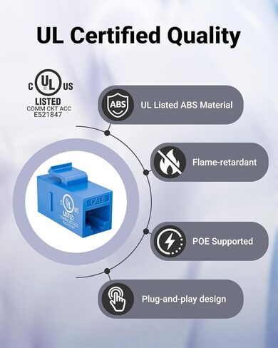 VCE UL Listed Cat6 RJ45 Keystone Jack 5-Pack (Blue) with UL Listed Cat6 Pass Through Connectors 25-Pack in Saudi Arabia