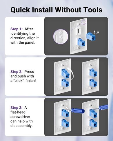 VCE UL Listed Cat6 RJ45 Keystone Jack 5-Pack (Blue) with UL Listed Cat6 Pass Through Connectors 25-Pack in Saudi Arabia