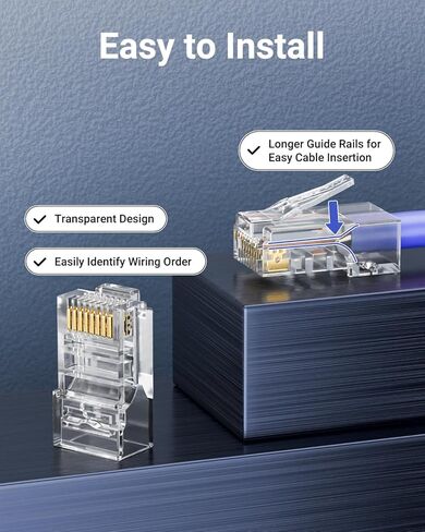VCE UL Listed Cat6 RJ45 Keystone Jack 5-Pack (Blue) with UL Listed Cat6 Pass Through Connectors 25-Pack in Saudi Arabia