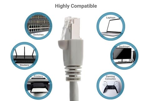 CablesAndKits Cat6A Shielded Ethernet Patch Cable 3FT Gray, 10Gbps High Speed LAN Cable, STP T568B 500MHz 26AWG, Snagless Half-Moon Boot, Pure Copper Wire, RoHS Compliant, UL Listed, ETL Verified in Kuwait