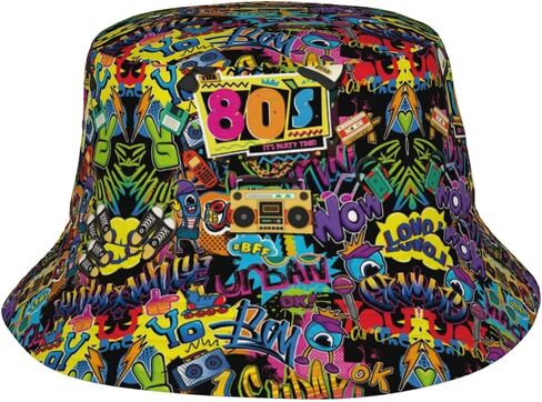 Fashion Retro 80s 90s Hats Men Women Bucket Hat Sun Cap Packable Outdoor Fisherman Hats for Women Men in Saudi Arabia