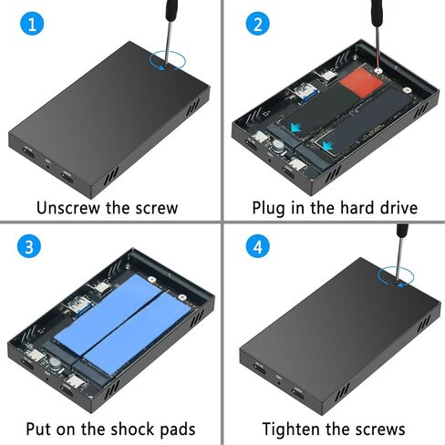 Dual Bay M.2 NVMe SSD Enclosure, Aluminum USB3.2 Gen2 10Gbps Type C USB A Docking Station with Thermal Pad, for PCIe M Key 2230 2242 2260 2280 SSD OS X in Saudi Arabia