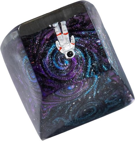 غطاء مفتاح Astronaut Galaxy Artisan - ملف تعريف R1 مصنوع يدويًا من الراتنج للوحة المفاتيح الميكانيكية (متوافق مع Cherry MX/Gateron/Kailh (Astronaut-1) in Kuwait