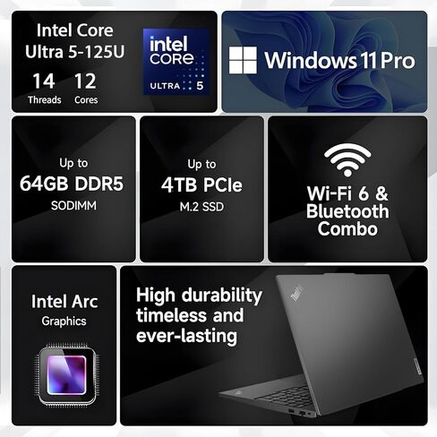 Lenovo 2026 تم إصداره حديثًا مقاس 16 بوصة WUXGA Thinkpad E16 Business Workstation، Intel Core Ultra 5 125U (يتفوق على i7-1335U)، ذاكرة الوصول العشوائي 32 جيجابايت، 1 تيرابايت PCIE، لوحة مفاتيح بإضاءة خلفية، قارئ بصمات الأصابع، Windows 11 Pro in Kuwait