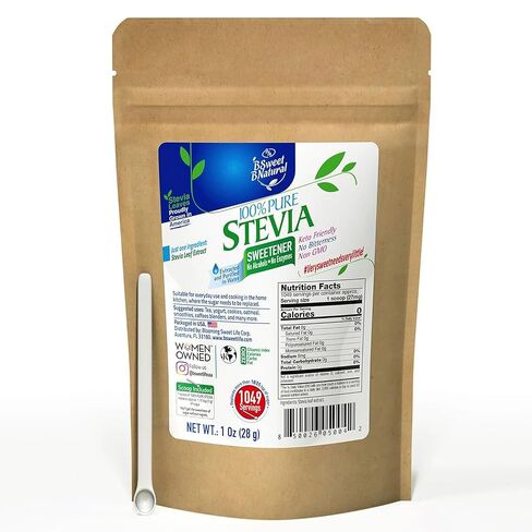 مسحوق ستيفيا BSL BSWEETBNATURAL بدون إريثريتول نقي 100%، 0.6 أونصة، بدون مُحليات صناعية، 620 وجبة | مستخلص أوراق ستيفيا الخضراء | خالي من السعرات الحرارية وصديق للكيتو، مسحوق ستيفيا نقي in Kuwait