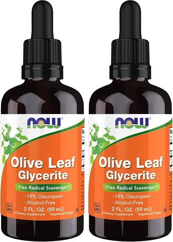 NOW Supplements, Olive Leaf Glycerite Liquid, 18% Oleuropein, Dropper Included, Free Radical Scavenger*, 2-Ounce in Saudi Arabia