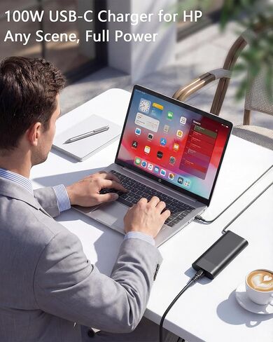 100W USB-C Laptop Charger, Compatible with HP ZBook Firefly 16 G11, ZBook 8 G1i 16/8 G1a 14, EliteBook 8 G1a 14 inch/8 G1a 16/8 G1i 16, ProBook 440 450 G10/4 G1i 16 Type Ac Adapter Power Cord in Saudi Arabia