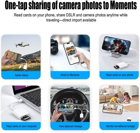 USB C SD Card Reader for Phone, Memory Card Reader with USB Camera Adapter Plug and Play Trail Game Camera Viewer Supports SD and TF Card No App Required in Saudi Arabia