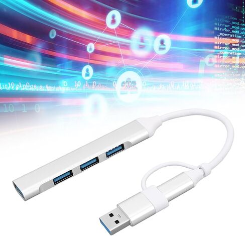 Vikye USB C Hub، 4 منافذ USB للكمبيوتر المحمول، سبائك الألومنيوم من النوع C وUSB إلى 4 × USB Hub، مع إدارة الكابلات، لزيادة الاتصال in Kuwait