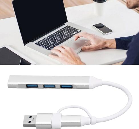 Vikye USB C Hub، 4 منافذ USB للكمبيوتر المحمول، سبائك الألومنيوم من النوع C وUSB إلى 4 × USB Hub، مع إدارة الكابلات، لزيادة الاتصال in Kuwait