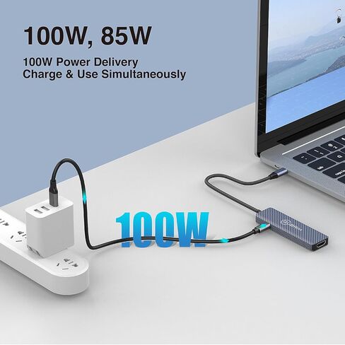 USB C 5 في 1 محور 10 جيجابت في الثانية USB-C/A 3.2 منافذ 4K 60HZ HDTV 100W PD شحن سريع متوافق مع أجهزة MacBook Pro/Air/Dell XPS/iPad Pro Aluminium Splitter/Surface Pro/Thunderbolt المحمولة. in Saudi Arabia