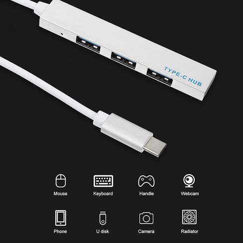 Practical Type-c USB Hub Portable Data Splitter with Fast Transfer Ports Mbps for Laptop Mobile Hard Disk Digital Devices Compact Silver Expansion Adapter in Saudi Arabia