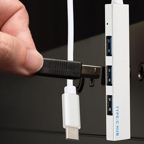 Practical Type-c USB Hub Portable Data Splitter with Fast Transfer Ports Mbps for Laptop Mobile Hard Disk Digital Devices Compact Silver Expansion Adapter in Saudi Arabia