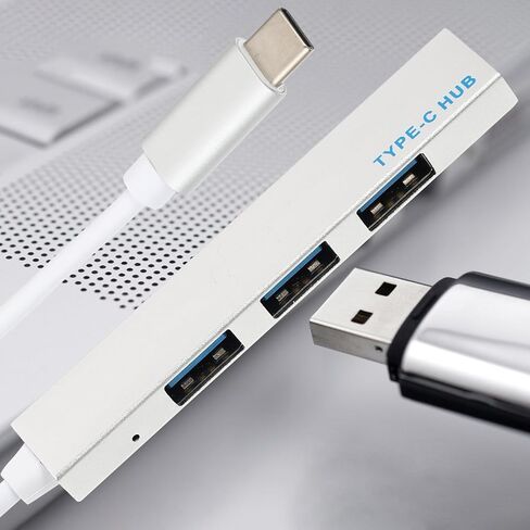 Practical Type-c USB Hub Portable Data Splitter with Fast Transfer Ports Mbps for Laptop Mobile Hard Disk Digital Devices Compact Silver Expansion Adapter in Saudi Arabia
