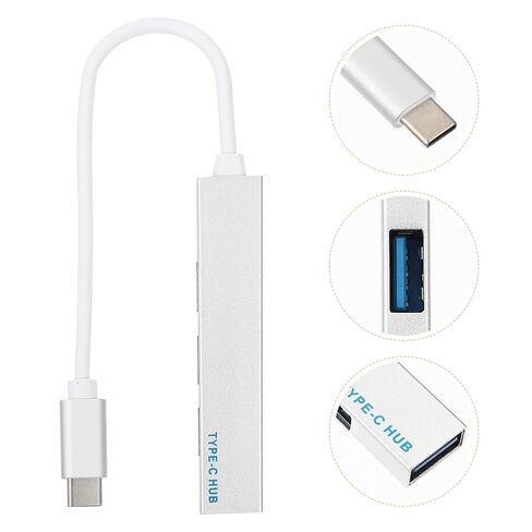 Practical Type-c USB Hub Portable Data Splitter with Fast Transfer Ports Mbps for Laptop Mobile Hard Disk Digital Devices Compact Silver Expansion Adapter in Saudi Arabia