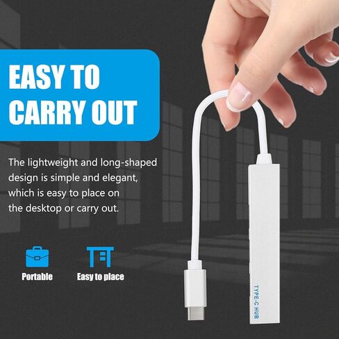 Practical Type-c USB Hub Portable Data Splitter with Fast Transfer Ports Mbps for Laptop Mobile Hard Disk Digital Devices Compact Silver Expansion Adapter in Saudi Arabia