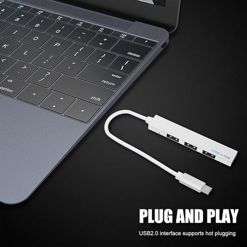 Practical Type-c USB Hub Portable Data Splitter with Fast Transfer Ports Mbps for Laptop Mobile Hard Disk Digital Devices Compact Silver Expansion Adapter in Saudi Arabia