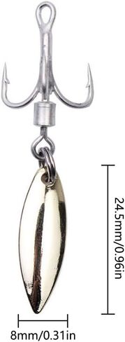 SEIWEI 5pcs 6# Bladed Treble Hooks with Willow Blade Replacement Bladed Spinner Treble Hooks for Trout Bass Freshwater Saltwater Fishing Lures Fishing Spoons-Silver in Saudi Arabia