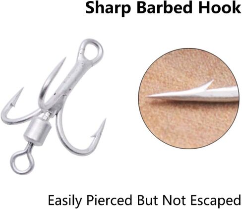 SEIWEI 5pcs 6# Bladed Treble Hooks with Willow Blade Replacement Bladed Spinner Treble Hooks for Trout Bass Freshwater Saltwater Fishing Lures Fishing Spoons-Silver in Saudi Arabia