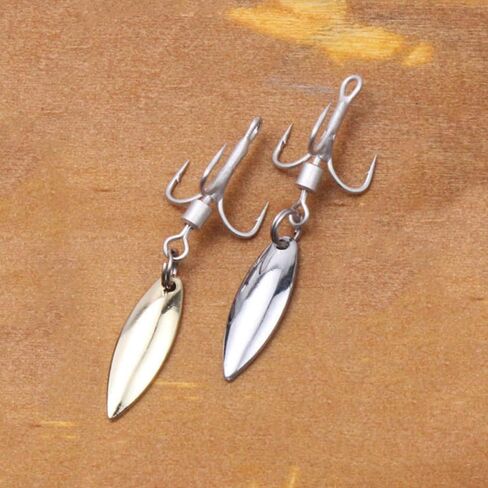 SEIWEI 5pcs 6# Bladed Treble Hooks with Willow Blade Replacement Bladed Spinner Treble Hooks for Trout Bass Freshwater Saltwater Fishing Lures Fishing Spoons-Silver in Saudi Arabia