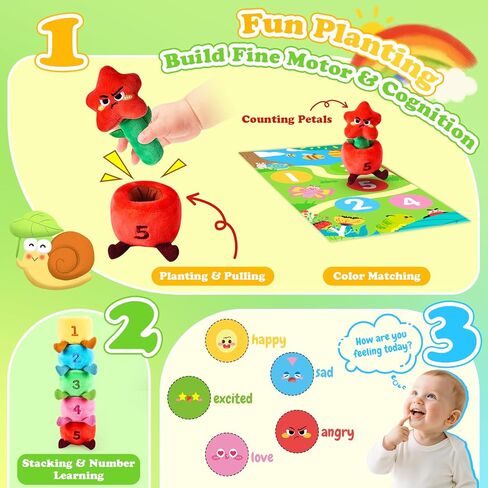 ألعاب Esjay Montessori للأطفال الصغار، ونباتات الحديقة والحشرات مع خشخيشة، ومطابقة ألوان التراص، ولعبة التعلم الحسي للأطفال 6 12 18 شهرًا، هدية للأطفال الصغار من عمر سنة واحدة الأولاد والبنات in Kuwait
