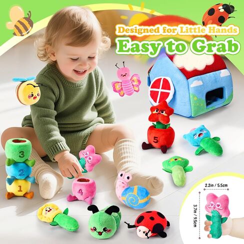 ألعاب Esjay Montessori للأطفال الصغار، ونباتات الحديقة والحشرات مع خشخيشة، ومطابقة ألوان التراص، ولعبة التعلم الحسي للأطفال 6 12 18 شهرًا، هدية للأطفال الصغار من عمر سنة واحدة الأولاد والبنات in Kuwait
