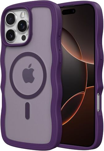 حافظة هاتف ZTOFERA لهاتف iPhone 16 Pro Max متوافقة مع MagSafe، إطار مموج مجعد وظهر صلب شفاف غير لامع، غطاء هاتف مغناطيسي ناعم من السيليكون مقاوم للصدمات - أحمر خمري in Kuwait
