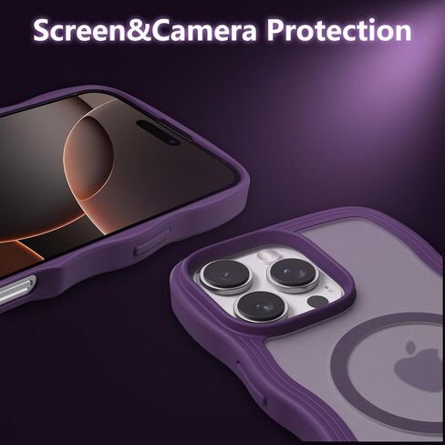 حافظة هاتف ZTOFERA لهاتف iPhone 16 Pro Max متوافقة مع MagSafe، إطار مموج مجعد وظهر صلب شفاف غير لامع، غطاء هاتف مغناطيسي ناعم من السيليكون مقاوم للصدمات - أحمر خمري in Kuwait