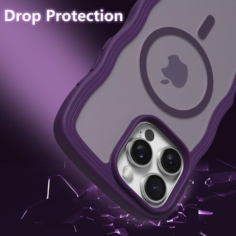 حافظة هاتف ZTOFERA لهاتف iPhone 16 Pro Max متوافقة مع MagSafe، إطار مموج مجعد وظهر صلب شفاف غير لامع، غطاء هاتف مغناطيسي ناعم من السيليكون مقاوم للصدمات - أحمر خمري in Kuwait